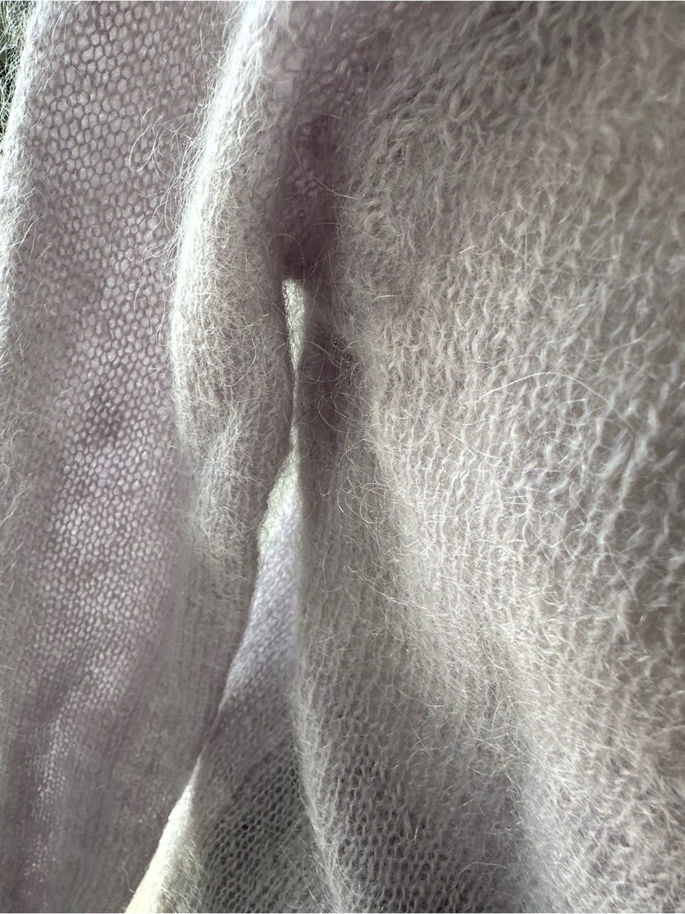 Women's Crew Neck Mohair-Blend Sweater in Soft Lilac - Picture 5 of 9